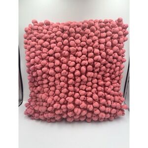 Boho Boutique Knotted Yarns Pink Decorative Pillow 16x16in NEW NO TAG